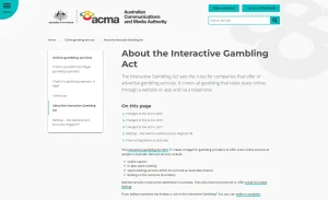 ACMA Interactive Gambling Act guidance on online casino services in Australia