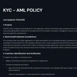 LuckyWins KYC AML policy showing verification requirements