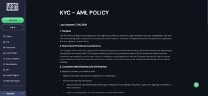 LuckyWins KYC AML policy showing verification requirements
