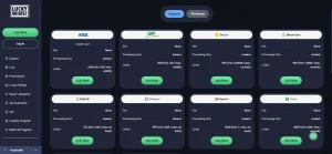 LuckyWins payments page showing Australian dollar deposit rows